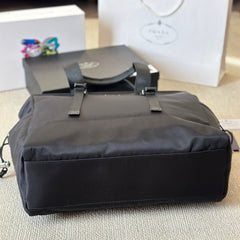 Black nylon large tote bag