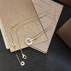 Openwork mother-of-pearl elements & diamond necklace