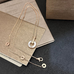 Openwork mother-of-pearl elements & diamond necklace
