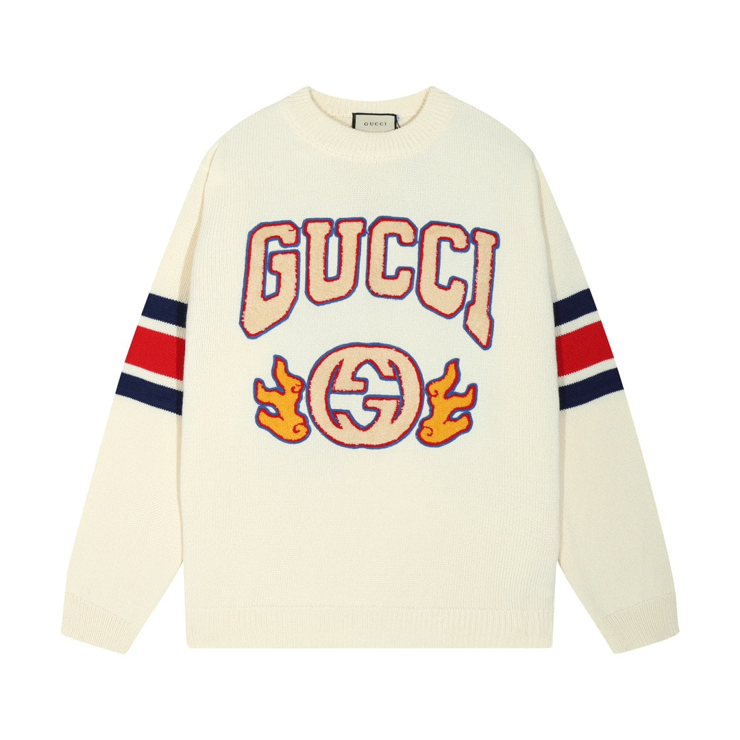Knitted embroidered cashmere sweatshirt