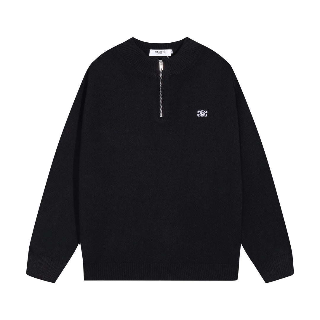 Zippered knitted cashmere sweatshirt