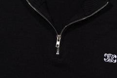 Zippered knitted cashmere sweatshirt