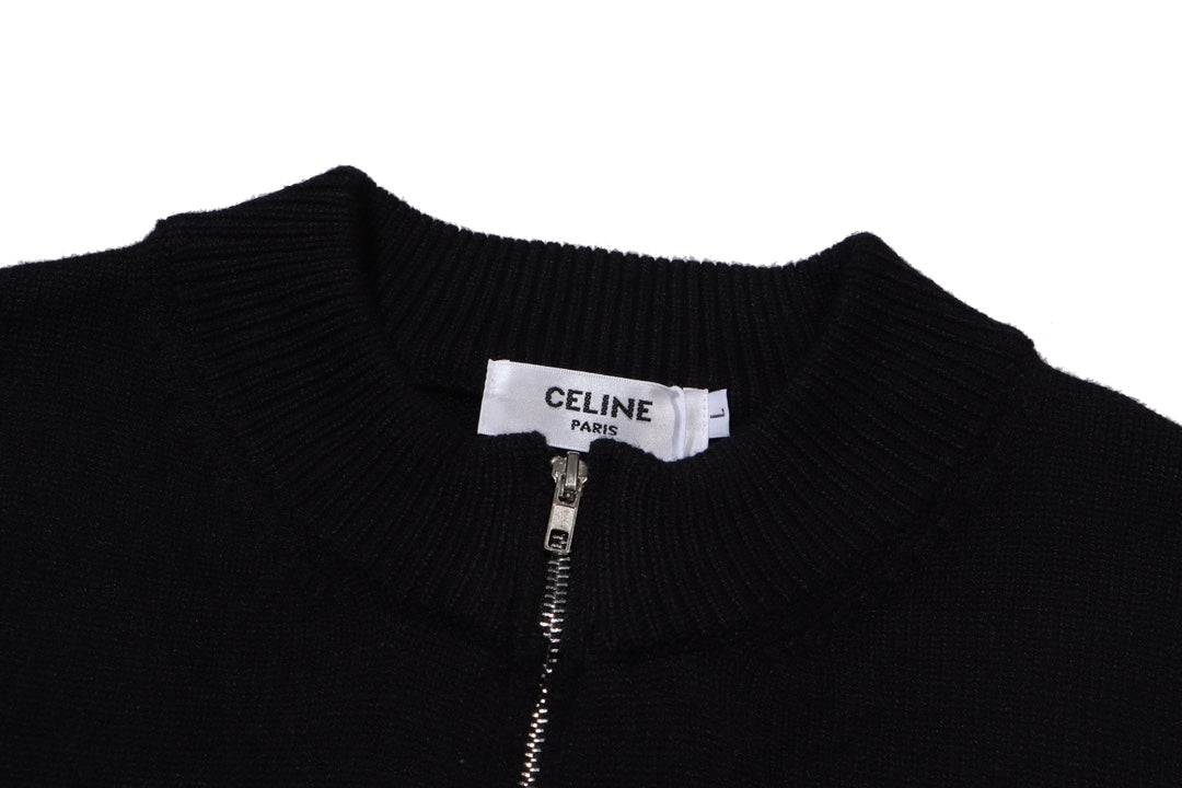 Zippered knitted cashmere sweatshirt