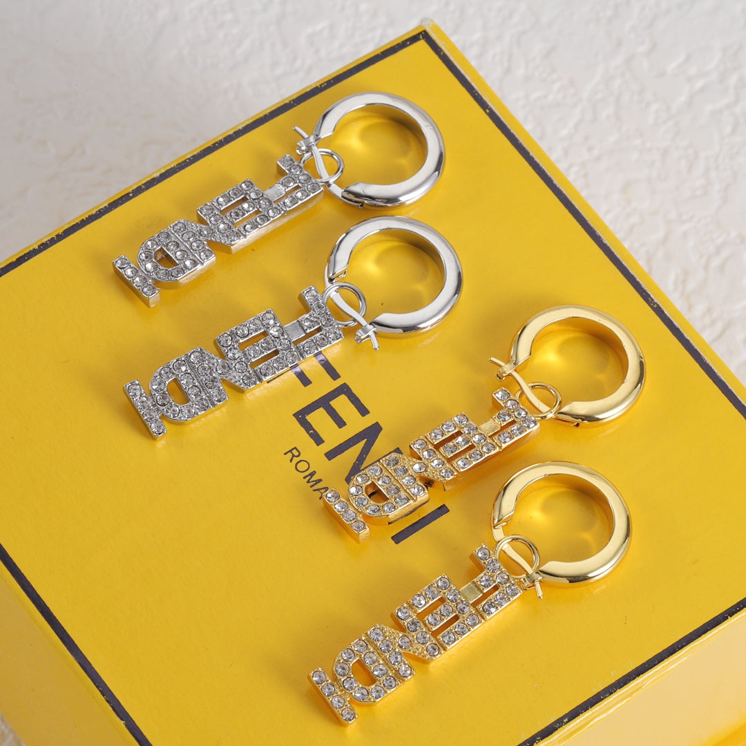 Fashion Diamond Letter Earrings