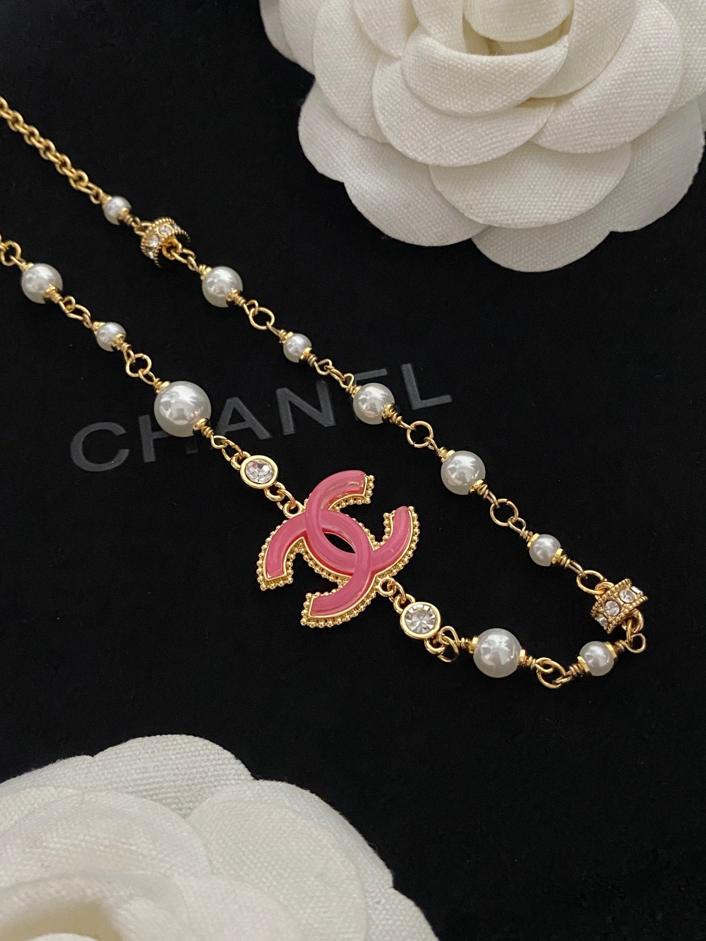 Pink Enamel Letter Necklace