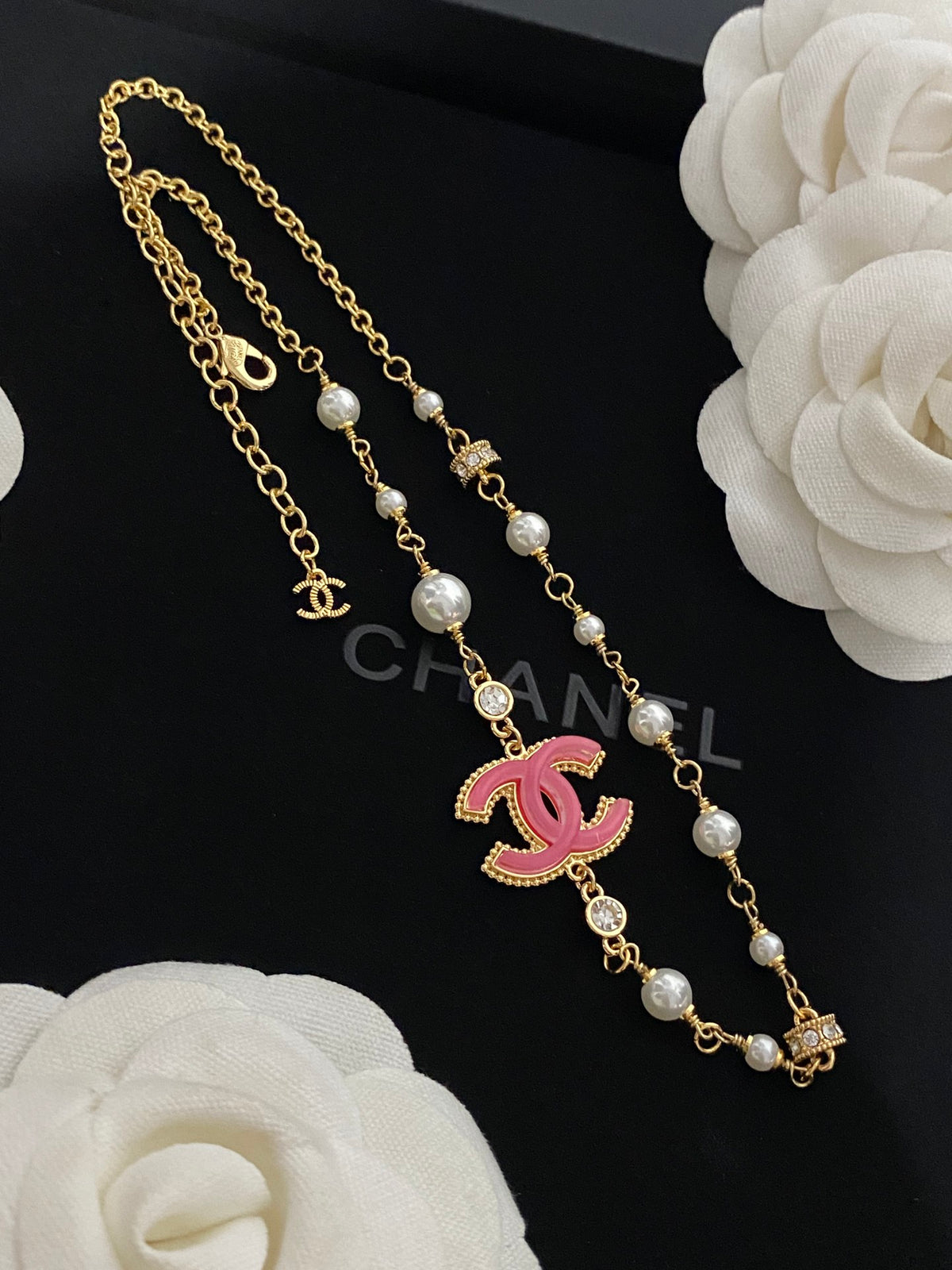Pink Enamel Letter Necklace