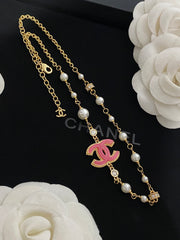 Pink Enamel Letter Necklace