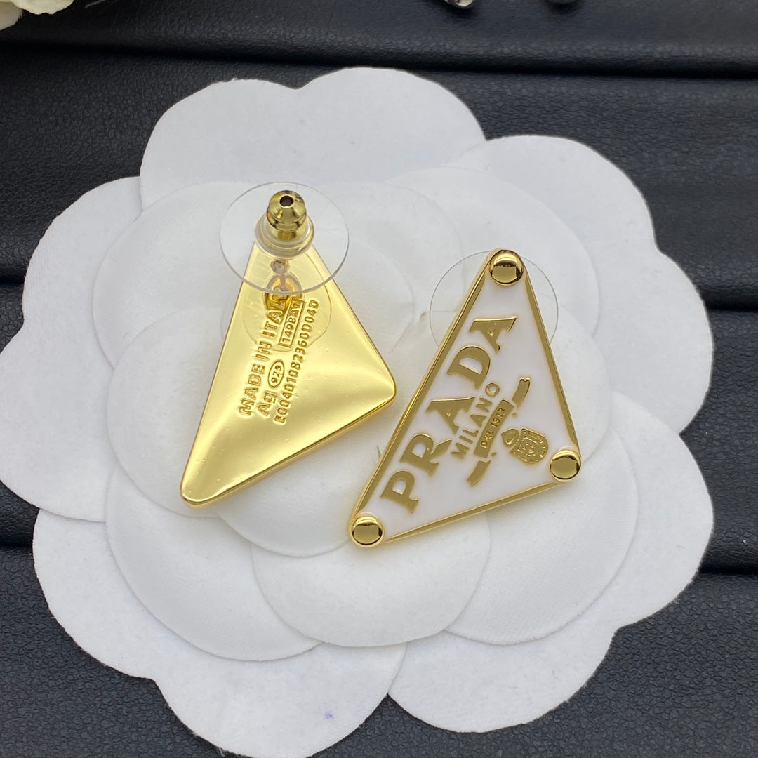 Fashionable Enamel Triangle Earrings