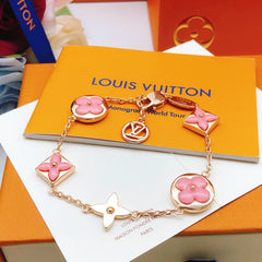 Rose gold and pink flower bracelet