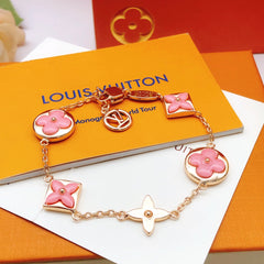 Rose gold and pink flower bracelet