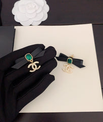 Black Leather Bow Earrings