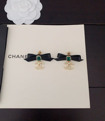 Black Leather Bow Earrings