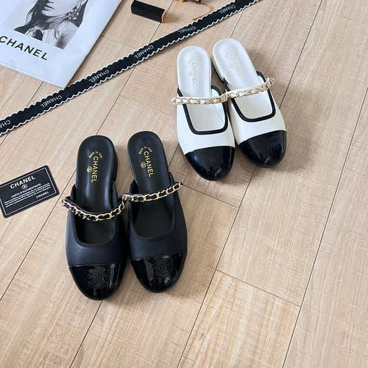 Elegant chain-strap half-covered Mary Janes