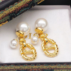 Twisted Metal Pearl Earrings