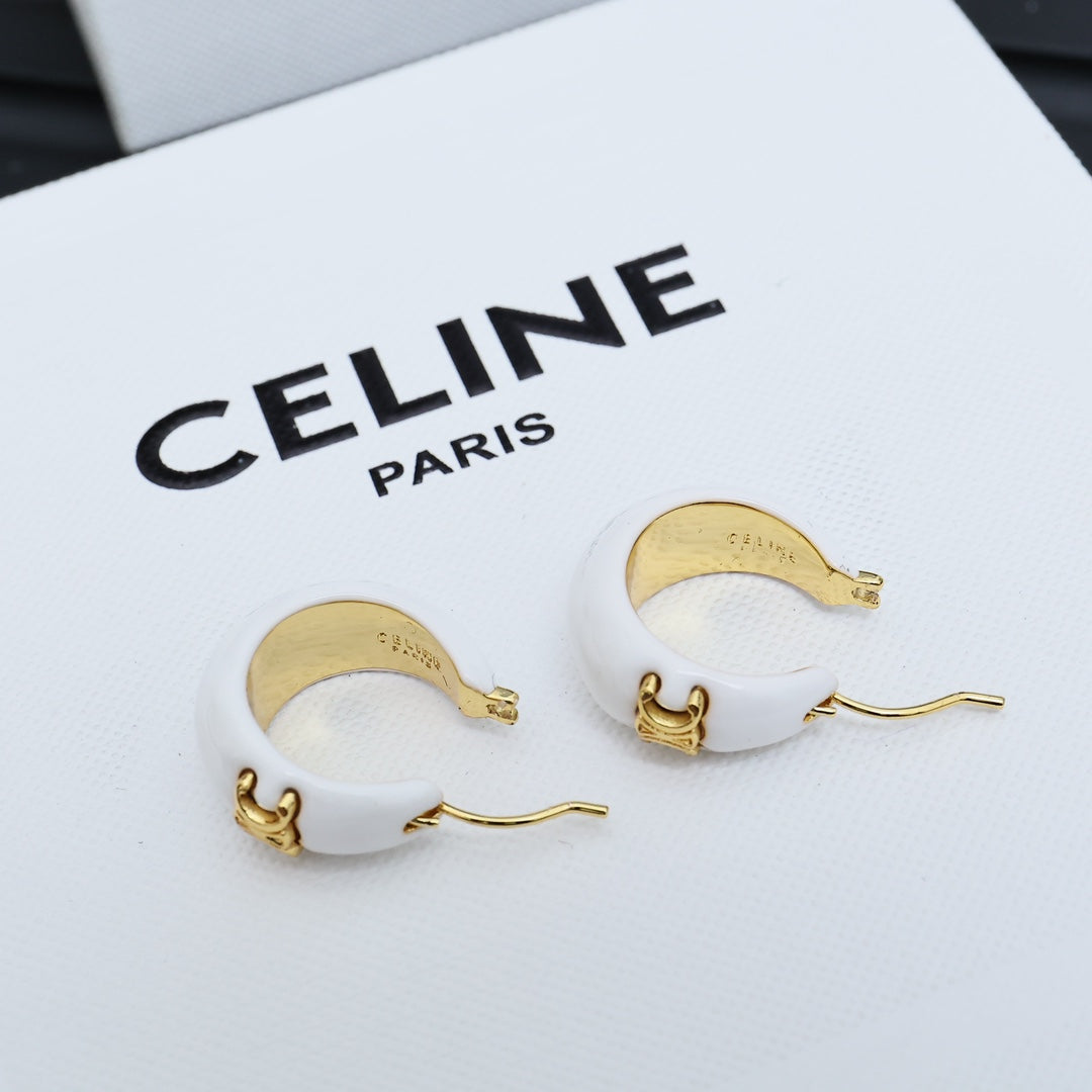 Enamel Half Hoop Earrings