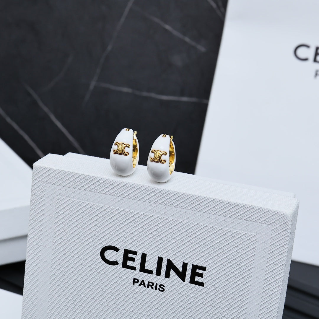 Enamel Half Hoop Earrings