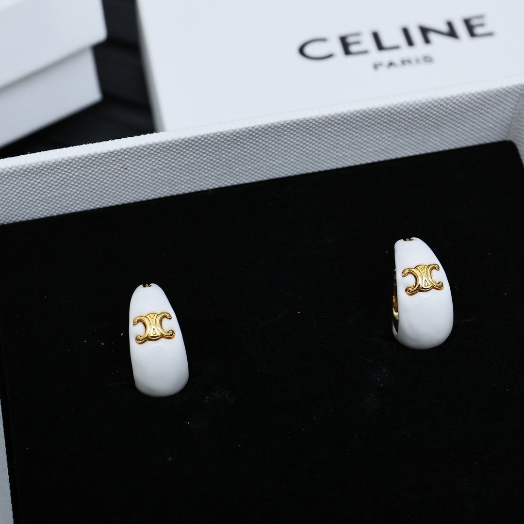 Enamel Half Hoop Earrings