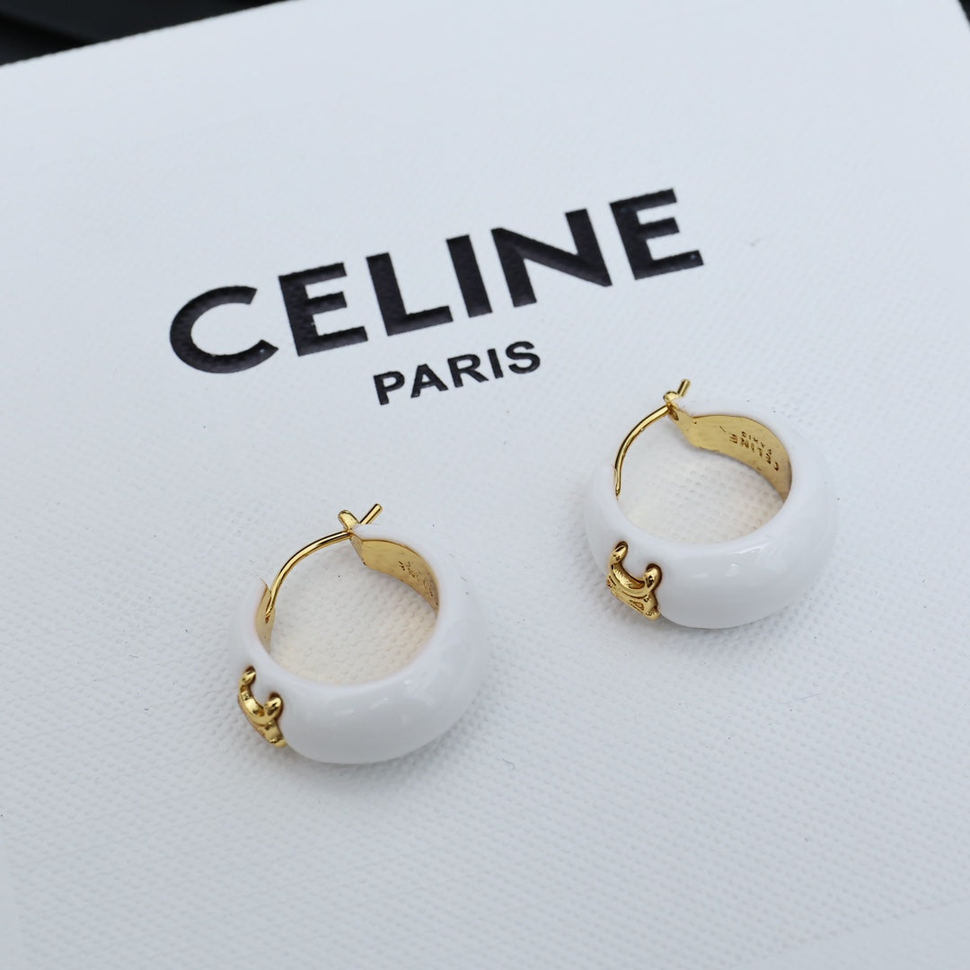 Enamel Half Hoop Earrings