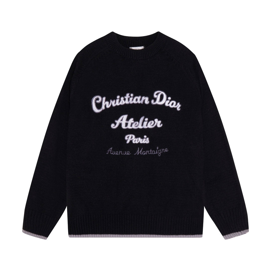 Knitted embroidered cashmere sweatshirt