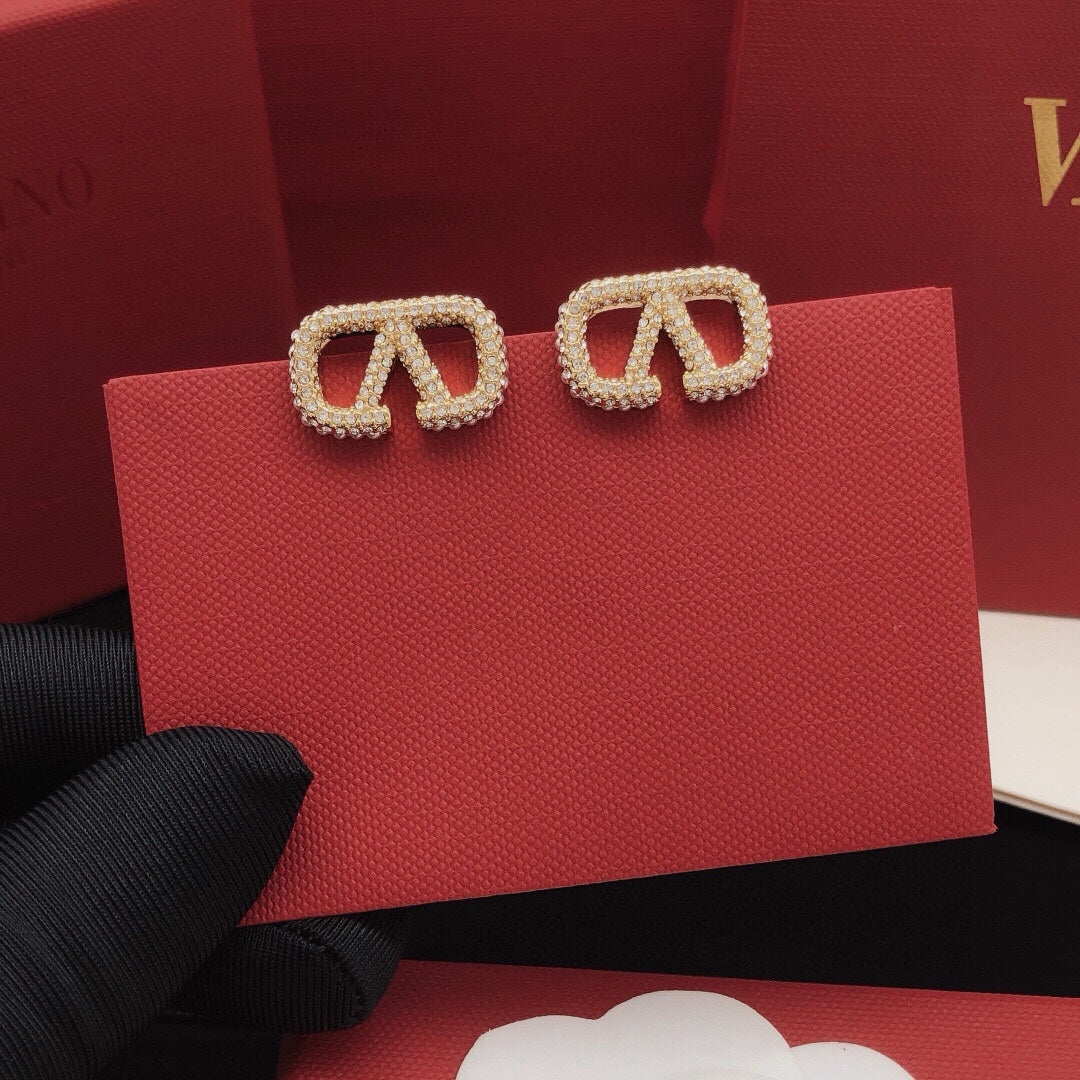 Mini Letter Earrings with Diamonds