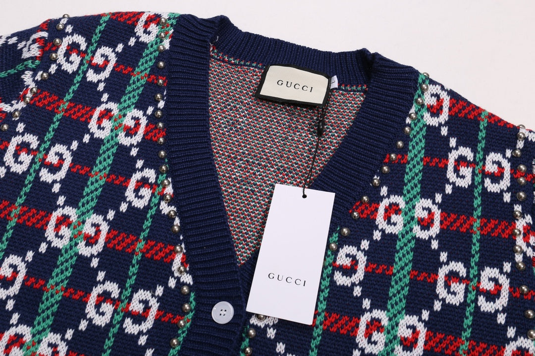 Knitted embroidered cashmere cardigan