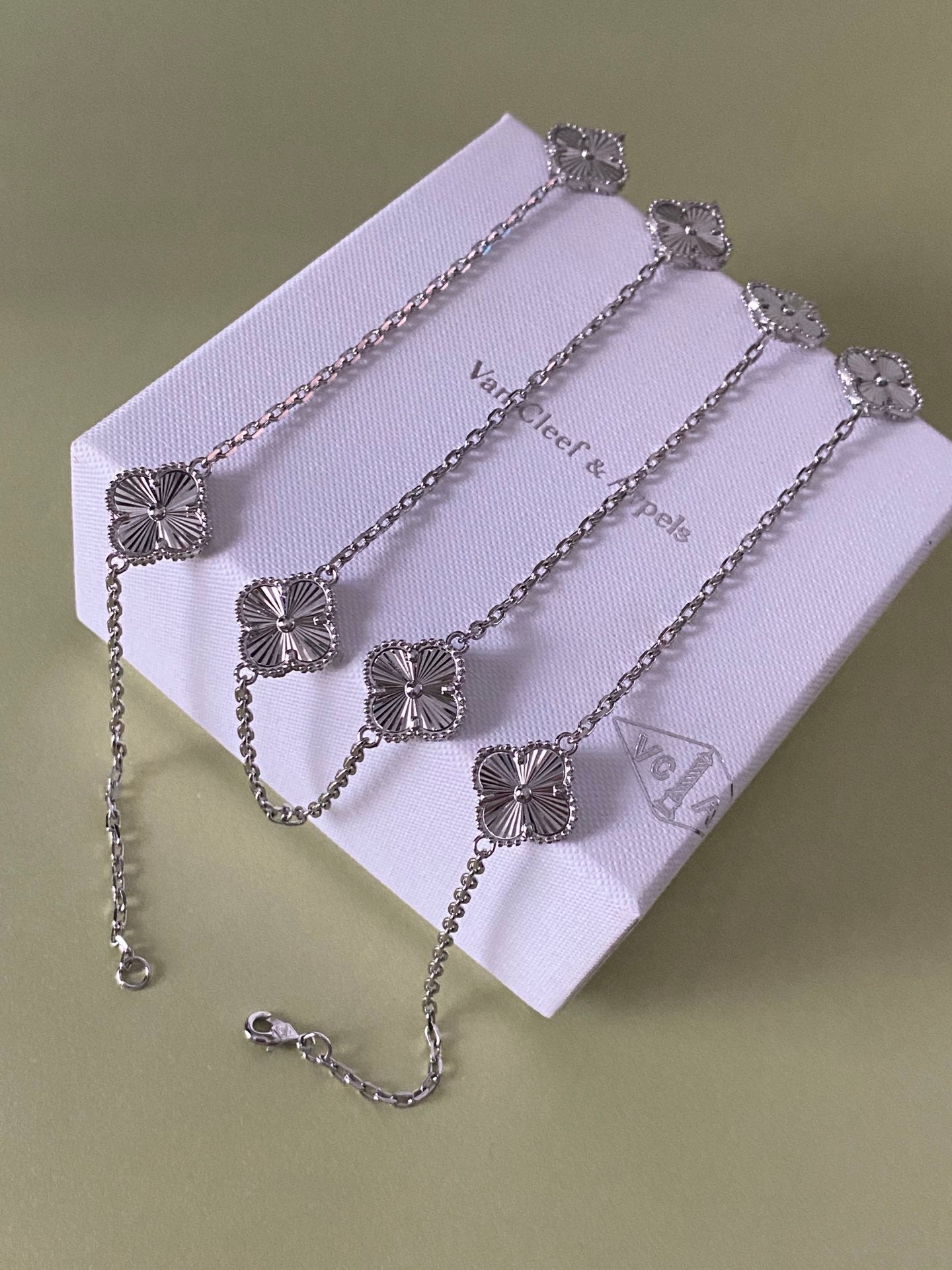 Eight Four-Leaf Clover Long Necklace