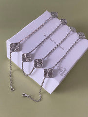 Eight Four-Leaf Clover Long Necklace