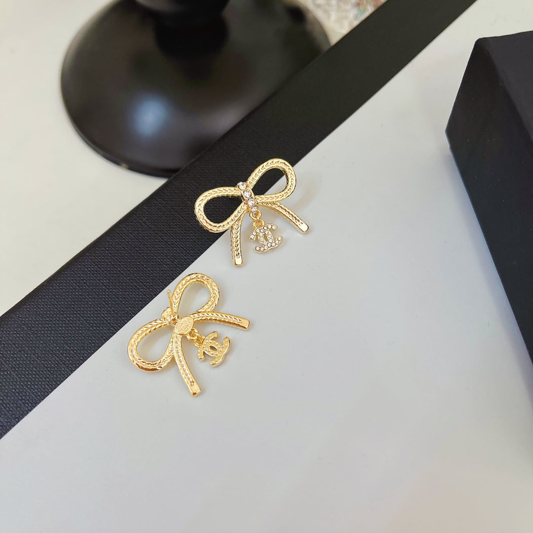 Diamond Bow Earrings