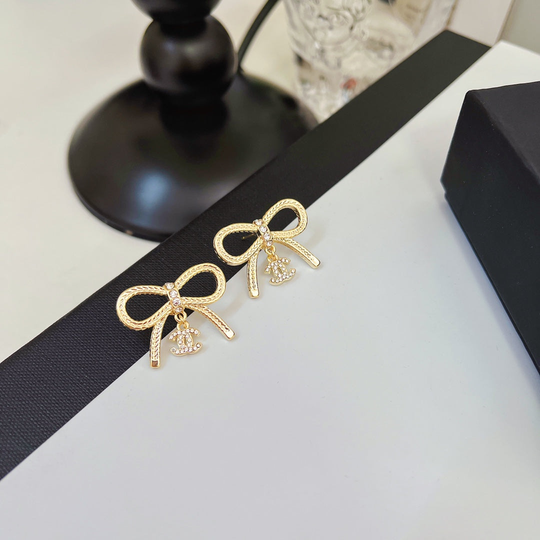 Diamond Bow Earrings