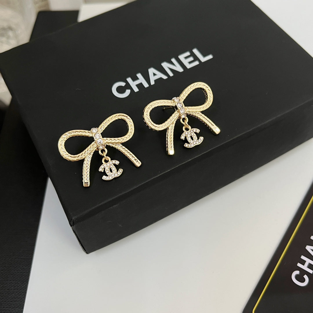 Diamond Bow Earrings