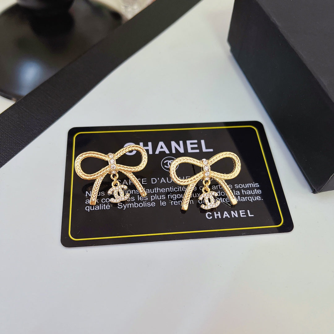 Diamond Bow Earrings
