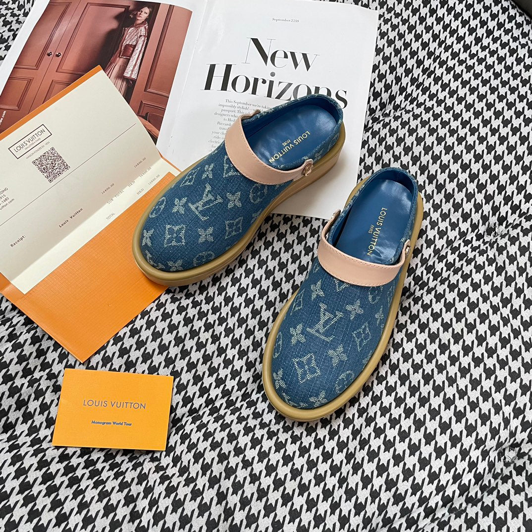 Fashionable printed thick-soled slippers