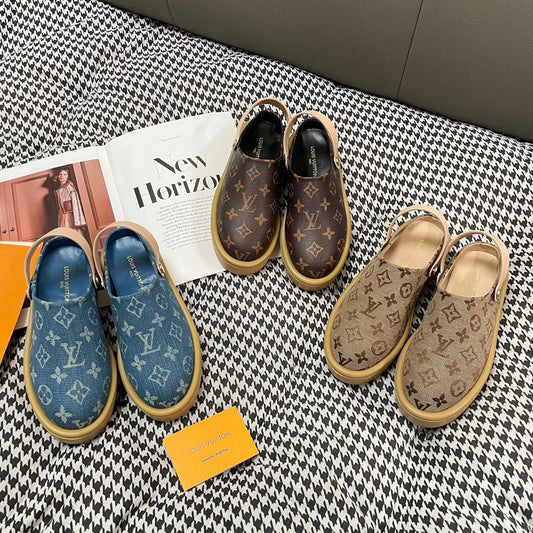 Fashionable printed thick-soled slippers