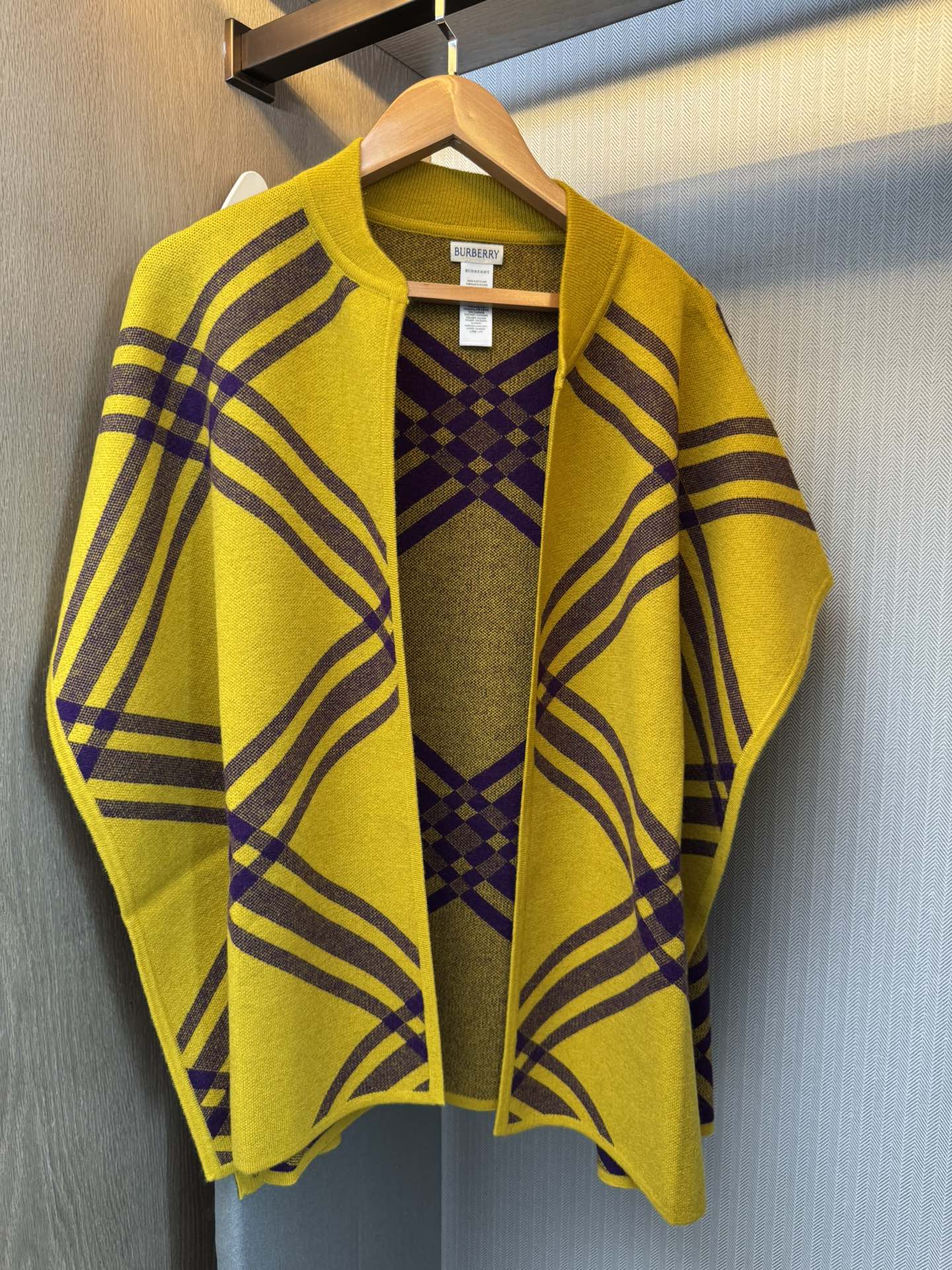 Large Check Wool Cape