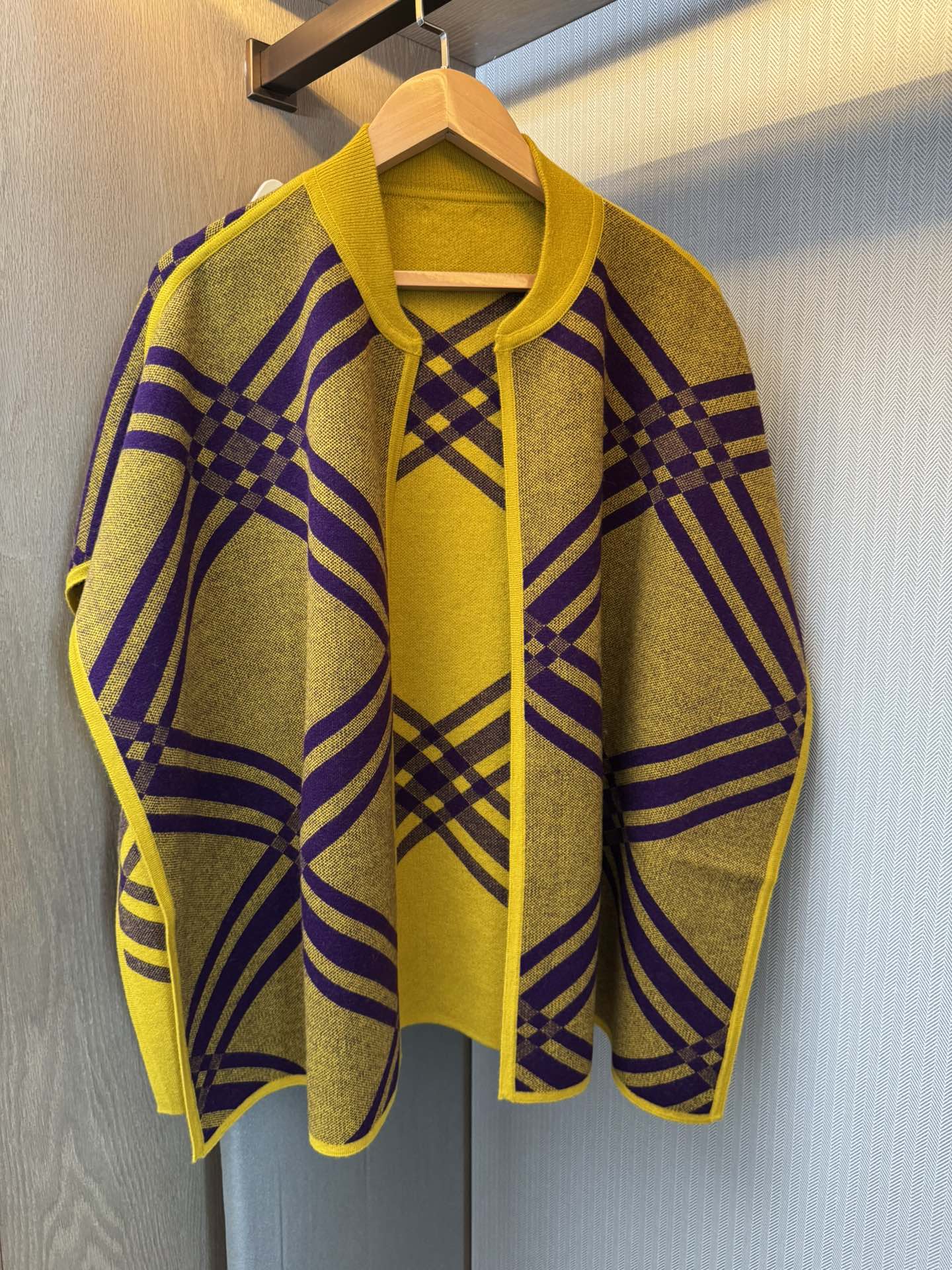 Large Check Wool Cape