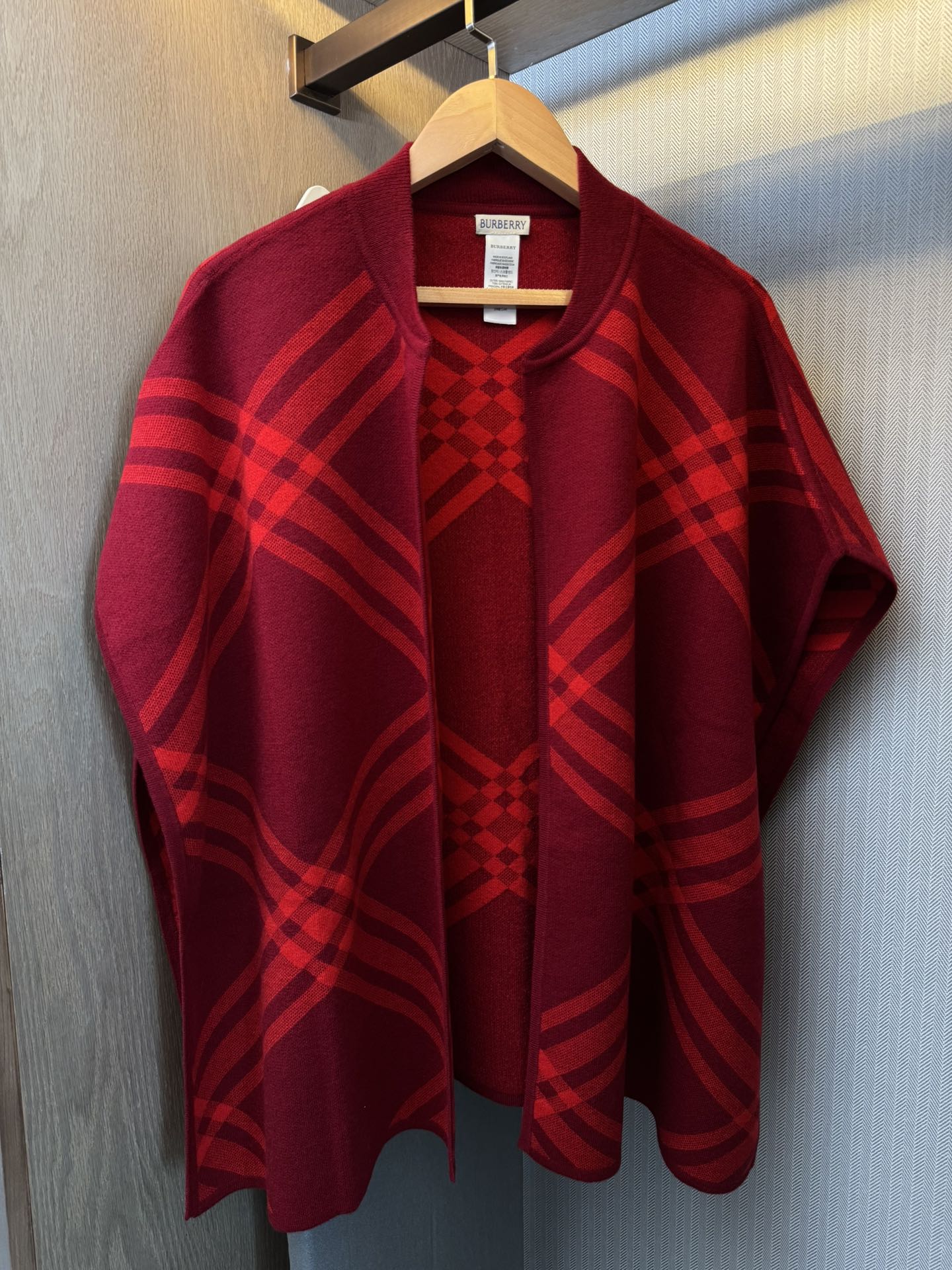 Large Check Wool Cape