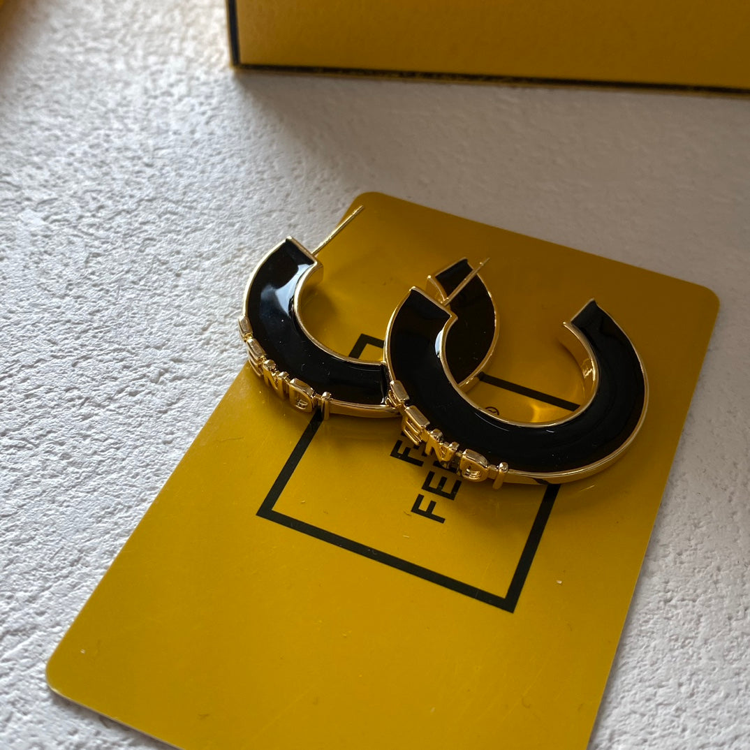 Vintage Half-Hoop Enamel Earrings