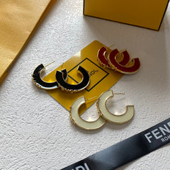 Vintage Half-Hoop Enamel Earrings