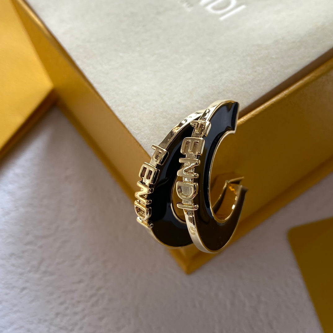 Vintage Half-Hoop Enamel Earrings