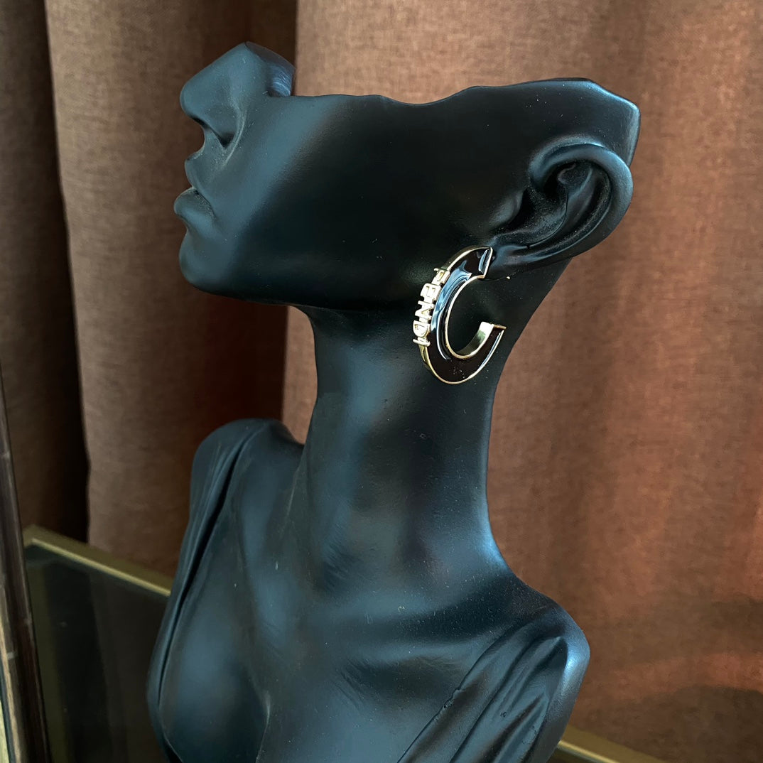 Vintage Half-Hoop Enamel Earrings