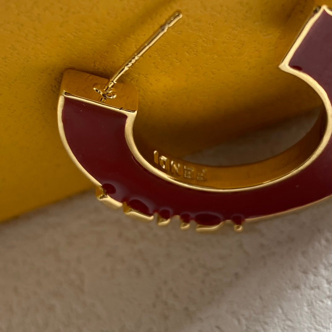 Vintage Half-Hoop Enamel Earrings