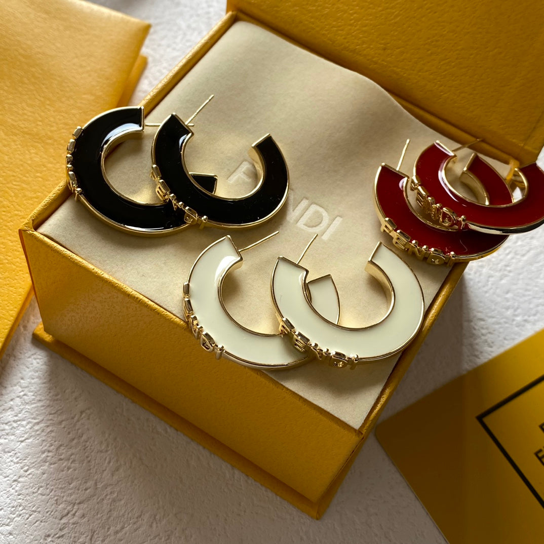 Vintage Half-Hoop Enamel Earrings