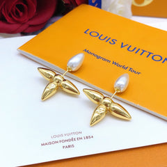 Monogram Flower Pearl Earrings