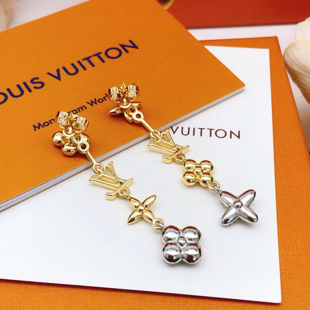 Diamond Floral Chain Earrings