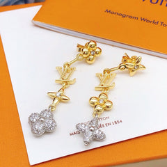 Diamond Floral Chain Earrings