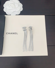 Silver Long Chain Tassel Earrings