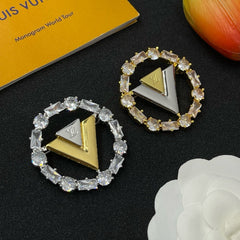 Sparkling Diamond Round Brooch