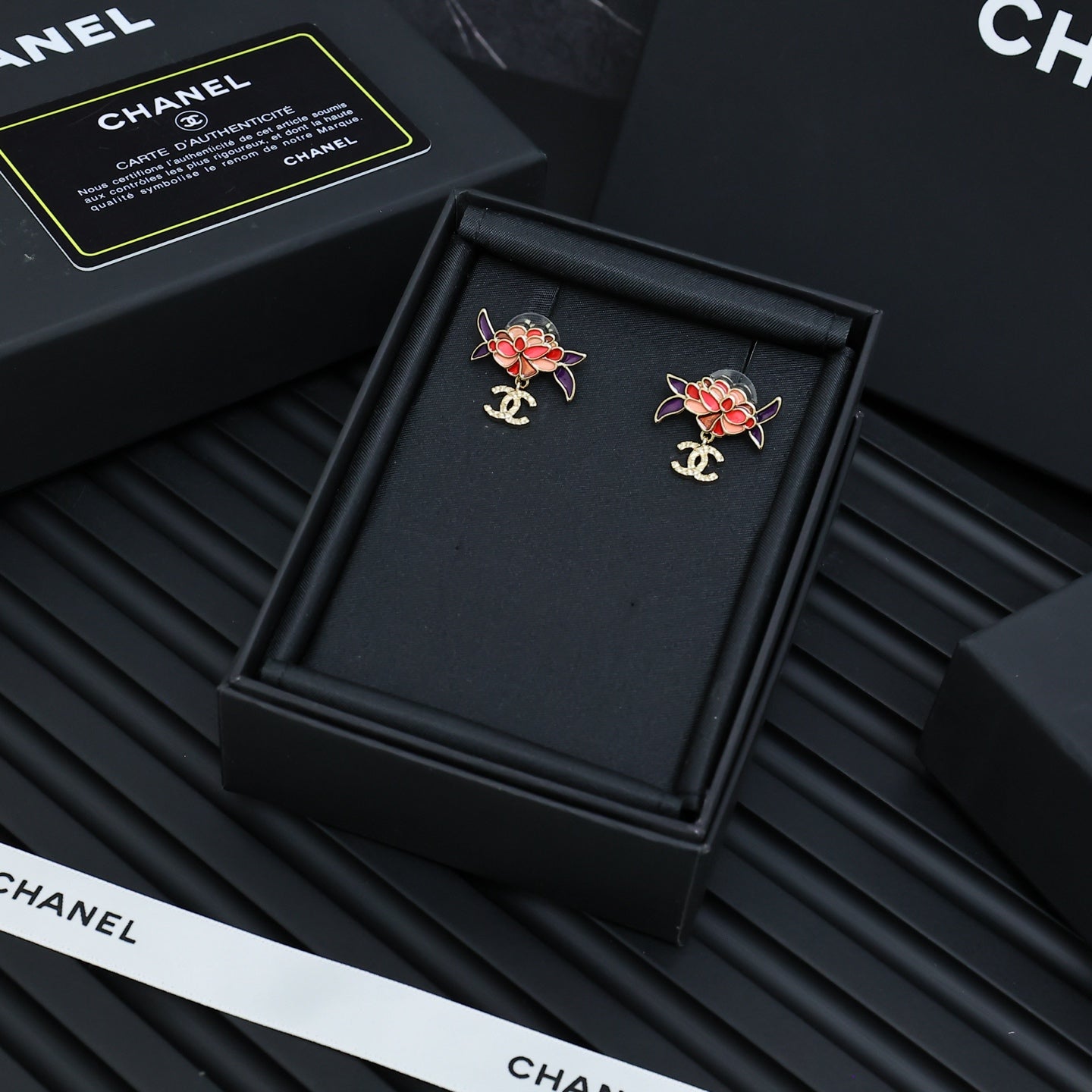 Hand-painted Enamel Flower Earrings
