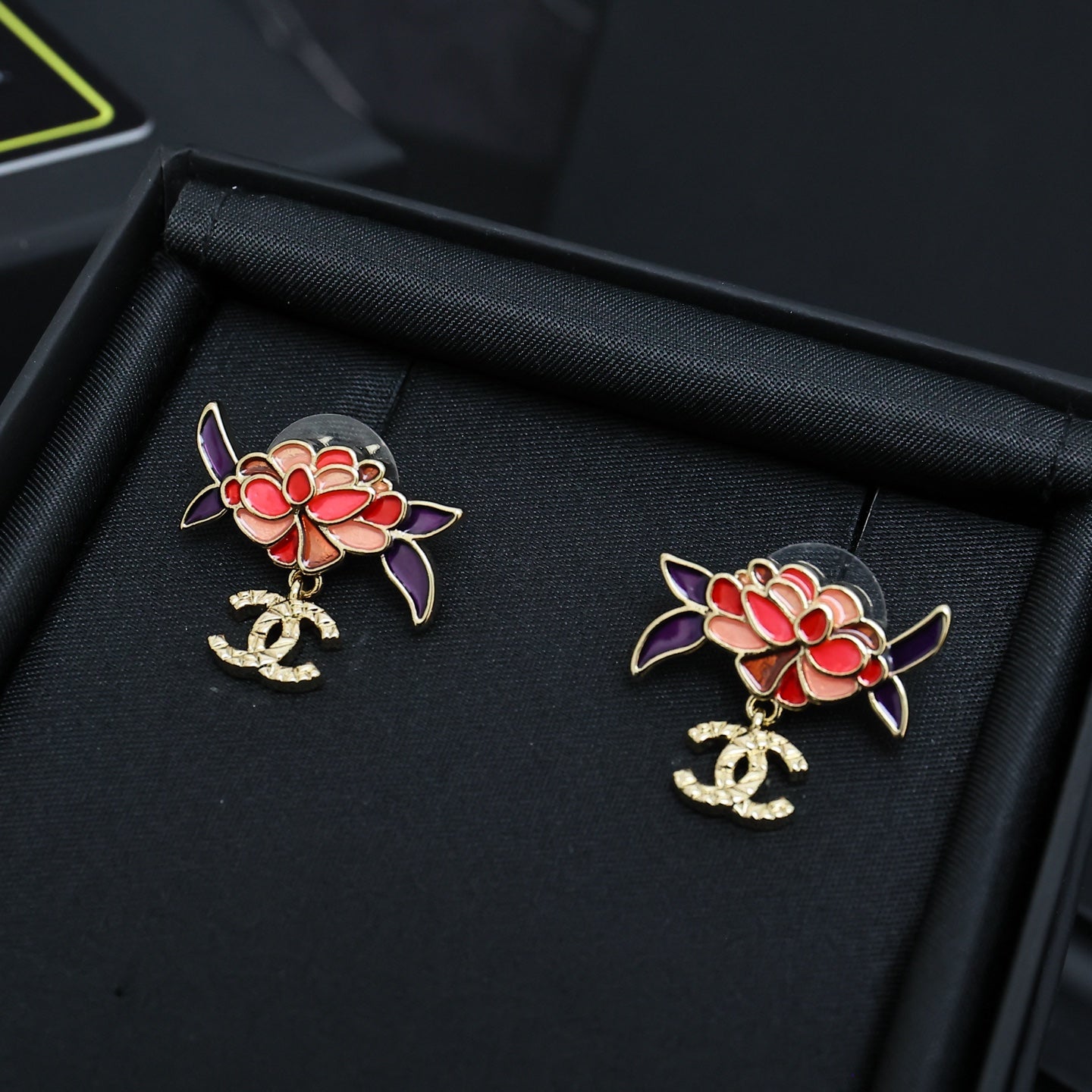 Hand-painted Enamel Flower Earrings