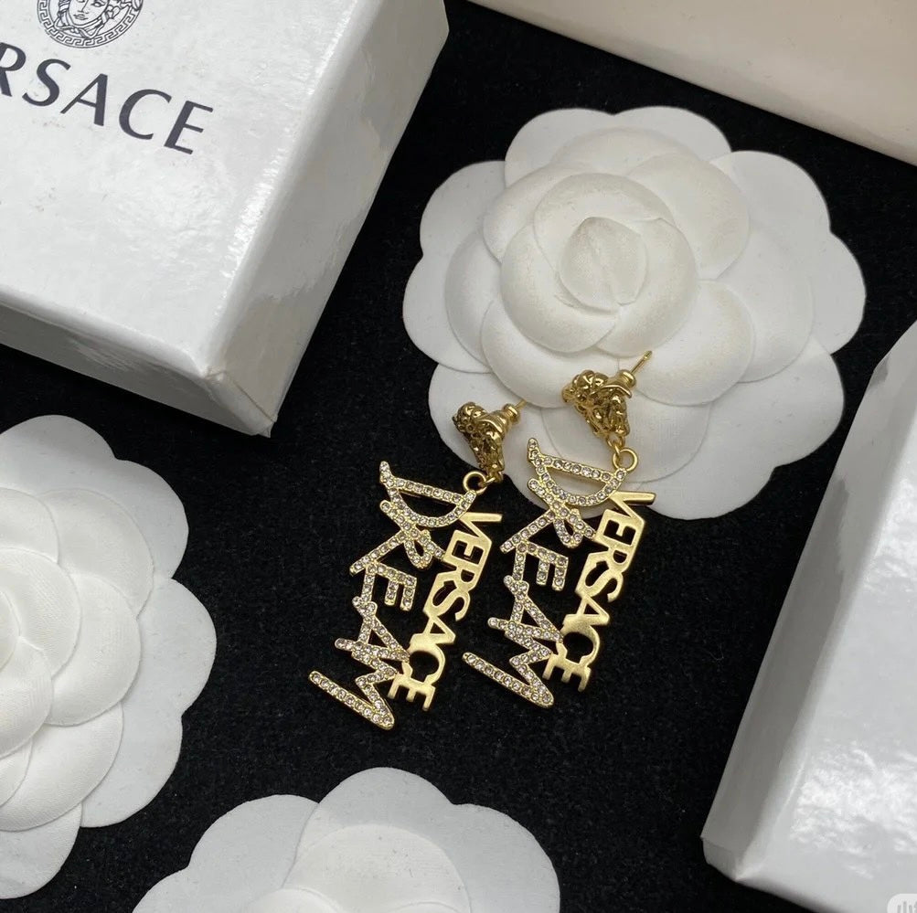 Vintage Diamond Letter Tassel Earrings